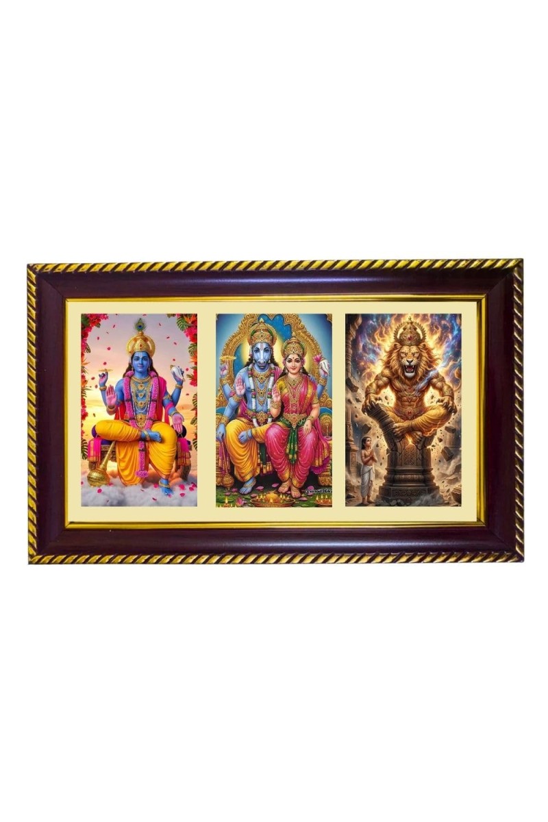 Lord Vishnu Avtar Photo Frame 12x8 Inch | Glossy Maroon Polystyrene Frame | Divine Wall & Table Decor | Temple Decoration & Gift Item (Pack Of 1) (F21031)