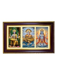 Vishnu Photo Frame 8x4 Inch | Glossy Maroon Polystyrene Frame | Divine Wall & Table Decor | Temple Decoration & Gift Item (Pack Of 1) (F20931)