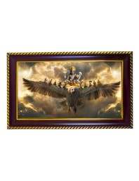 Lord Garuda Photo Frame 14x10 Inch | Glossy Maroon Polystyrene Frame | Divine Wall & Table Decor | Temple Decoration & Gift Item (Pack Of 1) (F20384)