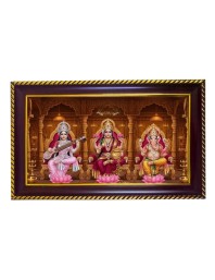 Lord Laxmi Ganesha Laxmi Photo Frame 12x8 Inch | Glossy Maroon Polystyrene Frame | Divine Wall & Table Decor | Temple Decoration & Gift Item (Pack Of 1) (F20159)