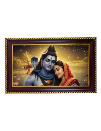 Lord Shiva Photo Frame 14x10 Inch | Glossy Maroon Polystyrene Frame | Divine Wall & Table Decor | Temple Decoration & Gift Item (Pack Of 1) (F20508)
