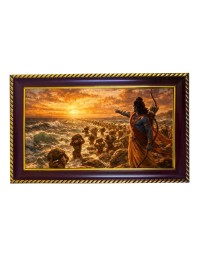 Lord Ram Photo Frame 8x4 Inch | Glossy Maroon Polystyrene Frame | Divine Wall & Table Decor | Temple Decoration & Gift Item (Pack Of 1) (F20533)