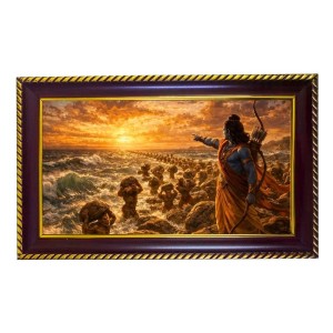 Lord Ram Photo Frame 8x4 Inch | Glossy Maroon Polystyrene Frame | Divine Wall & Table Decor | Temple Decoration & Gift Item (Pack Of 1) (F20533)