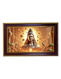 Lord Shiva Photo Frame 8x4 Inch | Glossy Maroon Polystyrene Frame | Divine Wall & Table Decor | Temple Decoration & Gift Item (Pack Of 1) (F20704)