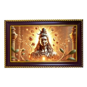 Lord Shiva Photo Frame 8x4 Inch | Glossy Maroon Polystyrene Frame | Divine Wall & Table Decor | Temple Decoration & Gift Item (Pack Of 1) (F20704)