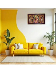 Mata Laxmi Photo Frame 14x10 Inch | Glossy Maroon Polystyrene Frame | Divine Wall & Table Decor | Temple Decoration & Gift Item (Pack Of 1) (F20596)