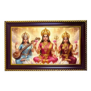 Tridevi Photo Frame 8x4 Inch | Glossy Maroon Polystyrene Frame | Divine Wall & Table Decor | Temple Decoration & Gift Item (Pack Of 1) (F20269)