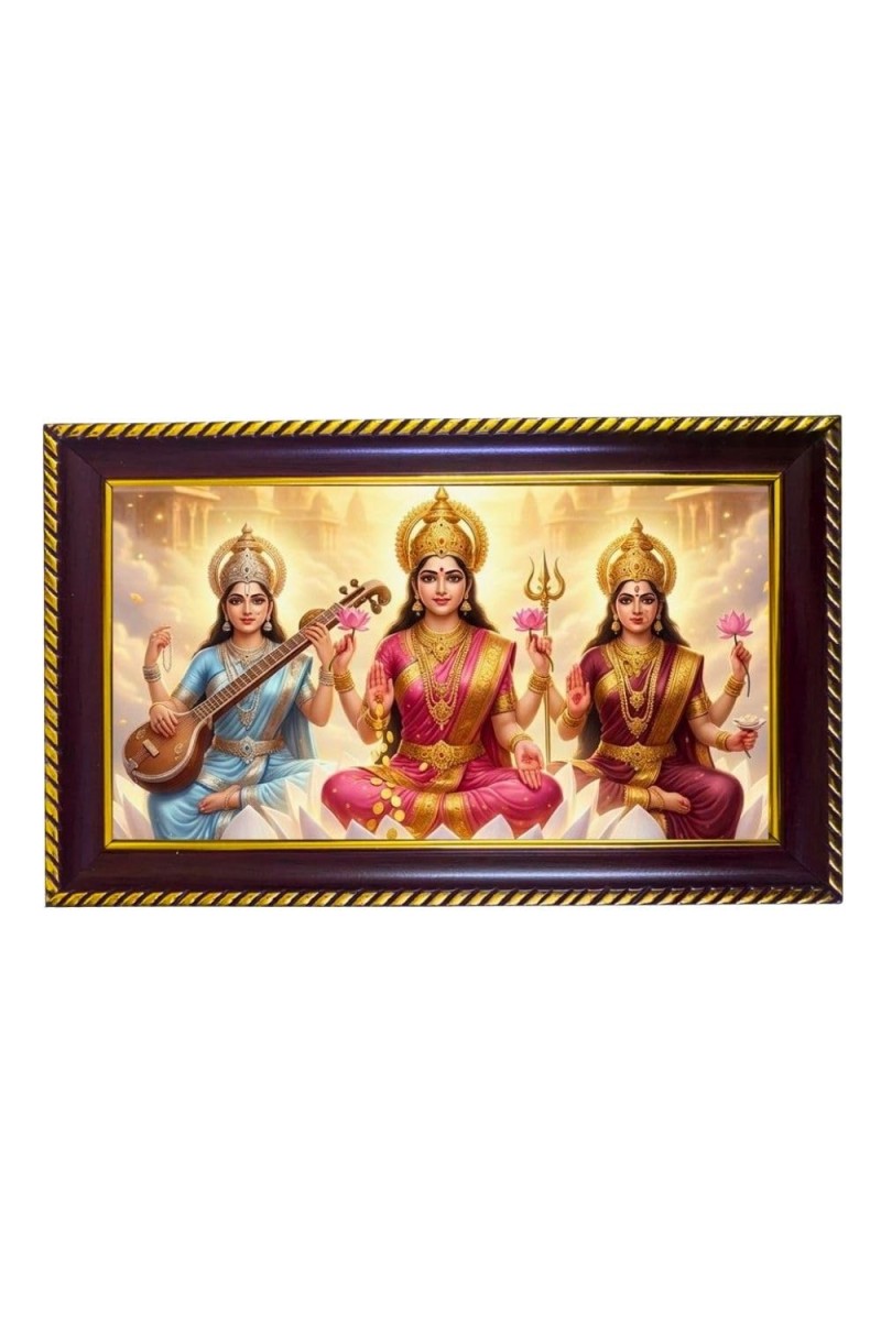 Tridevi Photo Frame 8x4 Inch | Glossy Maroon Polystyrene Frame | Divine Wall & Table Decor | Temple Decoration & Gift Item (Pack Of 1) (F20269)