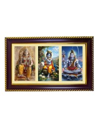 Vishnu-Krishna-Shiva Photo Frame 14x10 Inch | Glossy Maroon Polystyrene Frame | Divine Wall & Table Decor | Temple Decoration & Gift Item (Pack Of 1) (F21430)