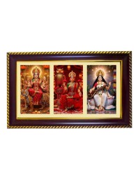 Tridevi Photo Frame 14x10 Inch | Glossy Maroon Polystyrene Frame | Divine Wall & Table Decor | Temple Decoration & Gift Item (Pack Of 1) (F21286)