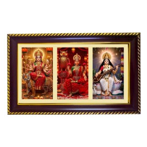 Tridevi Photo Frame 14x10 Inch | Glossy Maroon Polystyrene Frame | Divine Wall & Table Decor | Temple Decoration & Gift Item (Pack Of 1) (F21286)