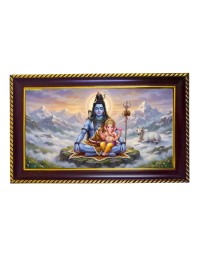 Lord Shiva Photo Frame 14x10 Inch | Glossy Maroon Polystyrene Frame | Divine Wall & Table Decor | Temple Decoration & Gift Item (Pack Of 1) (F20571)
