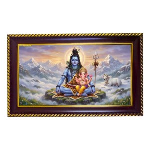 Lord Shiva Photo Frame 14x10 Inch | Glossy Maroon Polystyrene Frame | Divine Wall & Table Decor | Temple Decoration & Gift Item (Pack Of 1) (F20571)