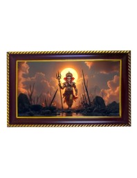 Lord Ganesha Photo Frame 10x6 Inch | Glossy Maroon Polystyrene Frame | Divine Wall & Table Decor | Temple Decoration & Gift Item (Pack Of 1) (F20305)