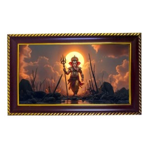 Lord Ganesha Photo Frame 10x6 Inch | Glossy Maroon Polystyrene Frame | Divine Wall & Table Decor | Temple Decoration & Gift Item (Pack Of 1) (F20305)