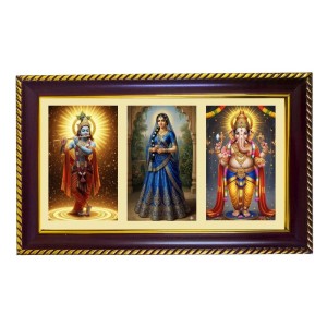 Krishna-Radha-Ganesha Photo Frame 14x10 Inch | Glossy Maroon Polystyrene Frame | Divine Wall & Table Decor | Temple Decoration & Gift Item (Pack Of 1) (F21057) Krishna-Radha-Ganesha Photo Frame 14x10 Inch | Glossy Maroon Polystyrene Frame | Divine Wall & Table Decor | Temple Decoration & Gift Item (Pack Of 1) (F21057)