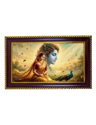 Radha Krishna Photo Frame 8x4 Inch | Glossy Maroon Polystyrene Frame | Divine Wall & Table Decor | Temple Decoration & Gift Item (Pack Of 1) (F20347)