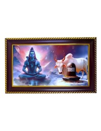 Lord Shiva Photo Frame 10x6 Inch | Glossy Maroon Polystyrene Frame | Divine Wall & Table Decor | Temple Decoration & Gift Item (Pack Of 1) (F20375)