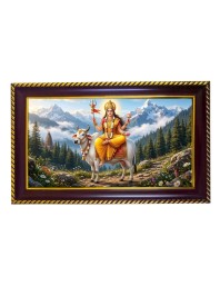 Mata Shailputri Photo Frame 10x6 Inch | Glossy Maroon Polystyrene Frame | Divine Wall & Table Decor | Temple Decoration & Gift Item (Pack Of 1) (F20706)