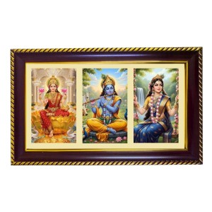 Lakshmi-Krishna-Radha Photo Frame 8x4 Inch | Glossy Maroon Polystyrene Frame | Divine Wall & Table Decor | Temple Decoration & Gift Item (Pack Of 1) (F20769) Lakshmi-Krishna-Radha Photo Frame 8x4 Inch | Glossy Maroon Polystyrene Frame | Divine Wall & Table Decor | Temple Decoration & Gift Item (Pack Of 1) (F20769)