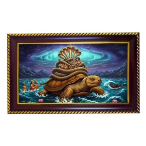Lord Kurma Photo Frame 8x4 Inch | Glossy Maroon Polystyrene Frame | Divine Wall & Table Decor | Temple Decoration & Gift Item (Pack Of 1) (F20367)