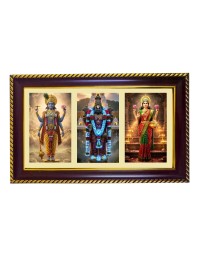 Vishnu-Vittal-Lakshmi Photo Frame 8x4 Inch | Glossy Maroon Polystyrene Frame | Divine Wall & Table Decor | Temple Decoration & Gift Item (Pack Of 1) (F21402)