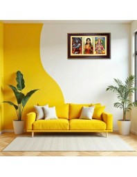 Shiva-Parvti-Murgan Photo Frame 14x10 Inch | Glossy Maroon Polystyrene Frame | Divine Wall & Table Decor | Temple Decoration & Gift Item (Pack Of 1) (F20836)