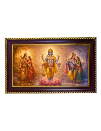 Lord Vishnu Photo Frame 10x6 Inch | Glossy Maroon Polystyrene Frame | Divine Wall & Table Decor | Temple Decoration & Gift Item (Pack Of 1) (F20289)