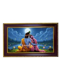 Radha Krishna Photo Frame 14x10 Inch | Glossy Maroon Polystyrene Frame | Divine Wall & Table Decor | Temple Decoration & Gift Item (Pack Of 1) (F20346)