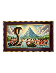 Samudrmanthan Photo Frame 14x10 Inch | Glossy Maroon Polystyrene Frame | Divine Wall & Table Decor | Temple Decoration & Gift Item (Pack Of 1) (F20362)