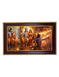 Ram Sita Photo Frame 8x4 Inch | Glossy Maroon Polystyrene Frame | Divine Wall & Table Decor | Temple Decoration & Gift Item (Pack Of 1) (F20106)