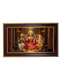 Mata Lakshmi Photo Frame 10x6 Inch | Glossy Maroon Polystyrene Frame | Divine Wall & Table Decor | Temple Decoration & Gift Item (Pack Of 1) (F20587)