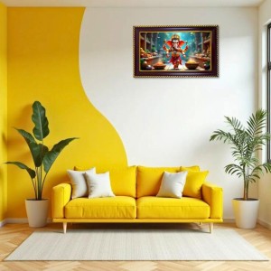 Lord Ganesha Photo Frame 14x10 Inch | Glossy Maroon Polystyrene Frame | Divine Wall & Table Decor | Temple Decoration & Gift Item (Pack Of 1) (F20302)