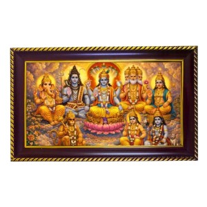 Vishnu, Shiva, And Brahma, Along With Ganesha, Hanuman Photo Frame 10x6 Inch | Glossy Maroon Polystyrene Frame | Divine Wall & Table Decor | Temple Decoration & Gift Item (Pack Of 1) (F20466) Vishnu, Shiva, And Brahma, Along With Ganesha, Hanuman Photo Frame 10x6 Inch | Glossy Maroon Polystyrene Frame | Divine Wall & Table Decor | Temple Decoration & Gift Item (Pack Of 1) (F20466)