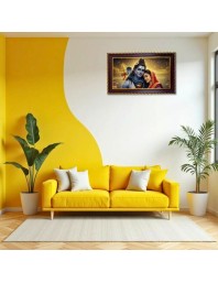 Lord Shiva Photo Frame 8x4 Inch | Glossy Maroon Polystyrene Frame | Divine Wall & Table Decor | Temple Decoration & Gift Item (Pack Of 1) (F20508)