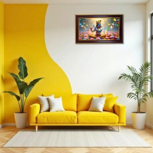 Lord Krishna Photo Frame 10x6 Inch | Glossy Maroon Polystyrene Frame | Divine Wall & Table Decor | Temple Decoration & Gift Item (Pack Of 1) (F20334)