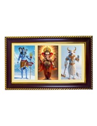 Shiva-Ganpati-Nandi Photo Frame 14x10 Inch | Glossy Maroon Polystyrene Frame | Divine Wall & Table Decor | Temple Decoration & Gift Item (Pack Of 1) (F20853)