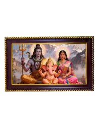 Lord Shiva Parvti Photo Frame 8x4 Inch | Glossy Maroon Polystyrene Frame | Divine Wall & Table Decor | Temple Decoration & Gift Item (Pack Of 1) (F20153)