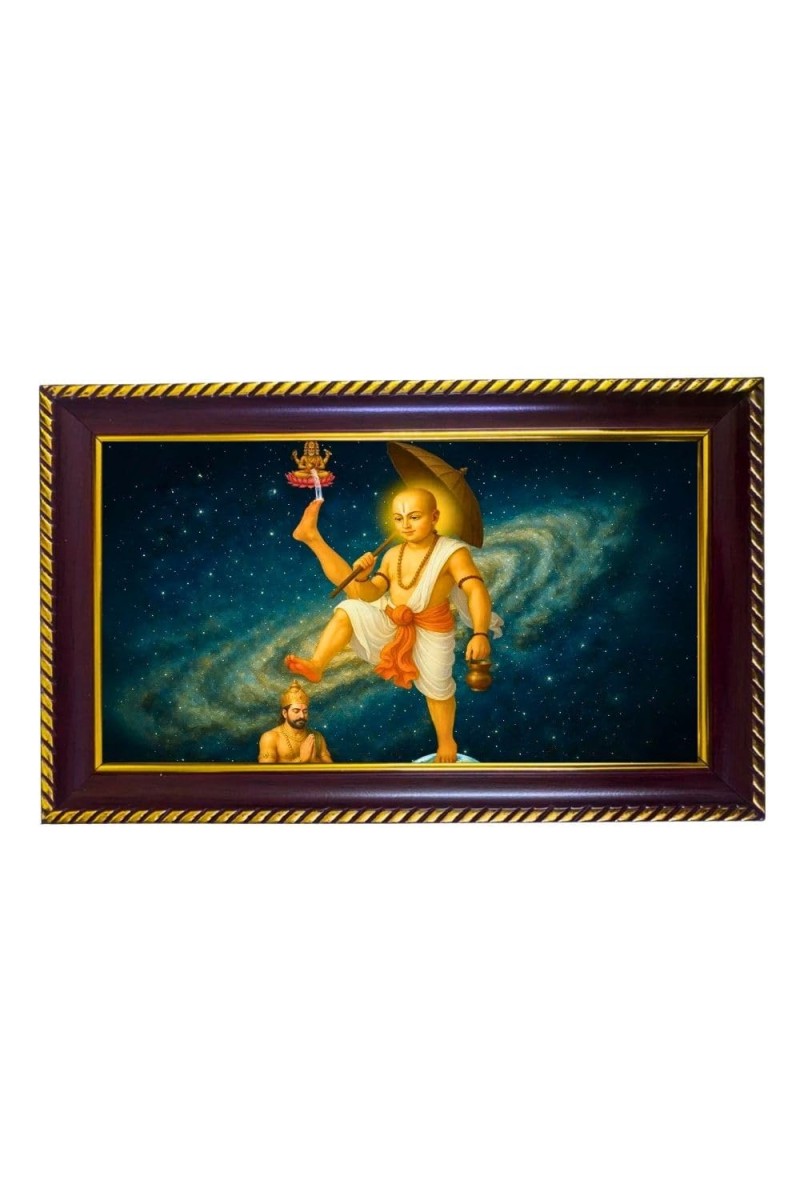 Lord Vaman Photo Frame 8x4 Inch | Glossy Maroon Polystyrene Frame | Divine Wall & Table Decor | Temple Decoration & Gift Item (Pack Of 1) (F20386)