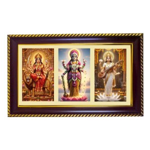 Tridevi Photo Frame 8x4 Inch | Glossy Maroon Polystyrene Frame | Divine Wall & Table Decor | Temple Decoration & Gift Item (Pack Of 1) (F21283)