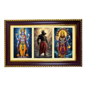 Lord Vishnu Avtar Photo Frame 10x6 Inch | Glossy Maroon Polystyrene Frame | Divine Wall & Table Decor | Temple Decoration & Gift Item (Pack Of 1) (F21026)
