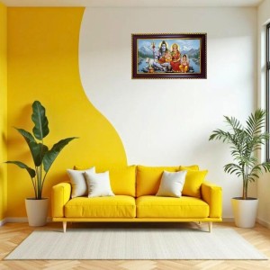 Lord Shiva Parvati Photo Frame 10x6 Inch | Glossy Maroon Polystyrene Frame | Divine Wall & Table Decor | Temple Decoration & Gift Item (Pack Of 1) (F20164)