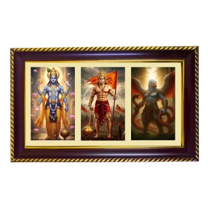 Vishnu-Hanuman-Garuda Photo Frame 14x10 Inch | Glossy Maroon Polystyrene Frame | Divine Wall & Table Decor | Temple Decoration & Gift Item (Pack Of 1) (F21018) Vishnu-Hanuman-Garuda Photo Frame 14x10 Inch | Glossy Maroon Polystyrene Frame | Divine Wall & Table Decor | Temple Decoration & Gift Item (Pack Of 1) (F21018)
