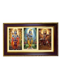 Ram-Krishna-Narshima Photo Frame 12x8 Inch | Glossy Maroon Polystyrene Frame | Divine Wall & Table Decor | Temple Decoration & Gift Item (Pack Of 1) (F21497)