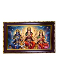 Tridevi Photo Frame 12x8 Inch | Glossy Maroon Polystyrene Frame | Divine Wall & Table Decor | Temple Decoration & Gift Item (Pack Of 1) (F20266)