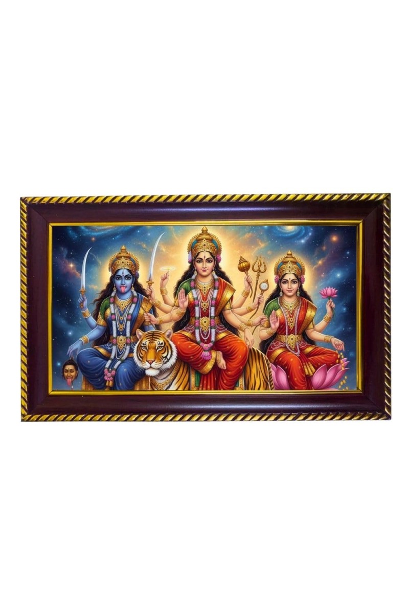 Tridevi Photo Frame 12x8 Inch | Glossy Maroon Polystyrene Frame | Divine Wall & Table Decor | Temple Decoration & Gift Item (Pack Of 1) (F20266)