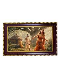 Lord Lakshman Photo Frame 12x8 Inch | Glossy Maroon Polystyrene Frame | Divine Wall & Table Decor | Temple Decoration & Gift Item (Pack Of 1) (F20438)