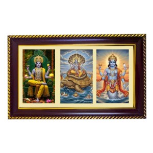Lord Vishnu Avtar Photo Frame 12x8 Inch | Glossy Maroon Polystyrene Frame | Divine Wall & Table Decor | Temple Decoration & Gift Item (Pack Of 1) (F21022)