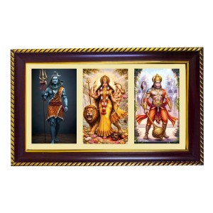 Shiva-Durga-Hanuman Photo Frame 10x6 Inch | Glossy Maroon Polystyrene Frame | Divine Wall & Table Decor | Temple Decoration & Gift Item (Pack Of 1) (F20865) Shiva-Durga-Hanuman Photo Frame 10x6 Inch | Glossy Maroon Polystyrene Frame | Divine Wall & Table Decor | Temple Decoration & Gift Item (Pack Of 1) (F20865)