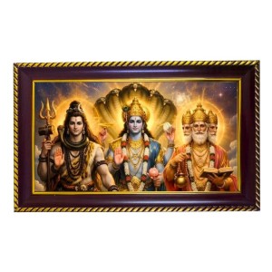 Trideev Photo Frame 8x4 Inch | Glossy Maroon Polystyrene Frame | Divine Wall & Table Decor | Temple Decoration & Gift Item (Pack Of 1) (F20295)